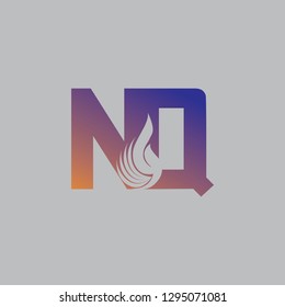Letter NQ design and a combination of fire for logos or icons that are very modern and simple. Vector EPS 10.