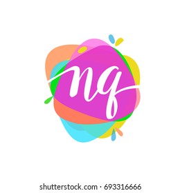Letter NQ logo with colorful splash background, letter combination logo design for creative industry, web, business and company.