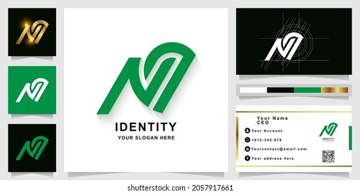 Letter Nq or Na monogram logo template with business card design