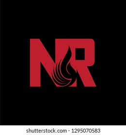 Letter NR design and a combination of fire for logos or icons that are very modern and simple. Vector EPS 10.