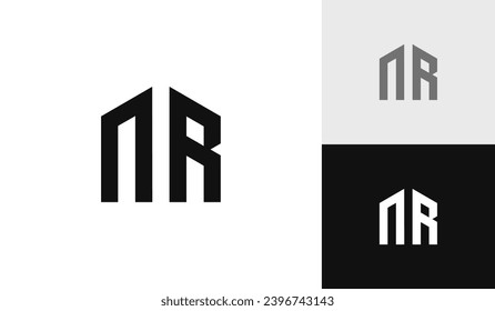 Letra NR inicial con diseño de logotipo de forma casa
