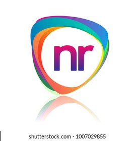 Letter NR logo with colorful splash background, letter combination logo design for creative industry, web, business and company.