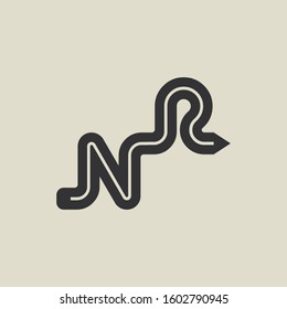 Letter NR pencil shape logo design. Link icon in flat style isolated on grey background. Graphic alphabet symbol for your corporate business identity, website, app, UI. Arts logo design inspiration.