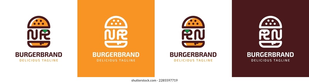 Letter NR and RN Burger Logo, suitable for any business related to burger with NR or RN initials.