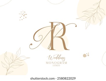 Letter NR RN elegant wedding monogram logo design