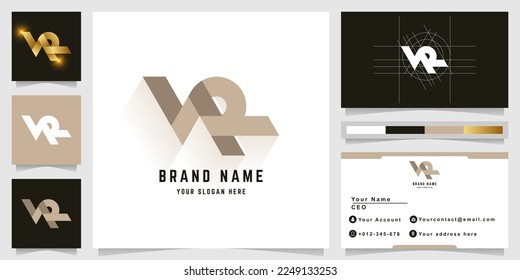 Letter NR or VR monogram logo with business card design