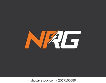 Letra NRG diseño de logotipo simple - plantilla de logotipo de diseño de perno delgado, ilustración vectorial