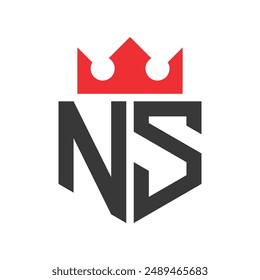 Letter NS Crown Logo. Crown on Letter NS Logo Design Template