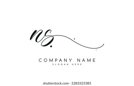 letter NS logo design handwriting signature style vector template.