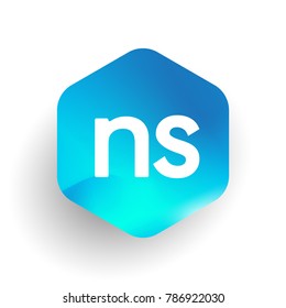 Letter NS logo in hexagon shape and colorful background, letter combination logo design for business and company identity.
