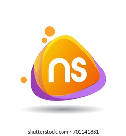 Letter NS logo in triangle splash and colorful background, letter combination logo design for creative industry, web, business and company.