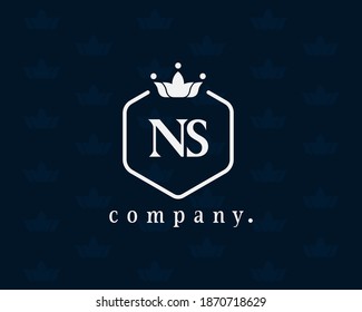 Letter NS royal style crown monogram. Elegant and graceful emblem. The decorated vintage design for book design, brand name, business card, restaurant, boutique, hotel, cafe, badge, label. Vector.