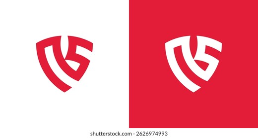 Letter NS Shield Emblem Logo Design