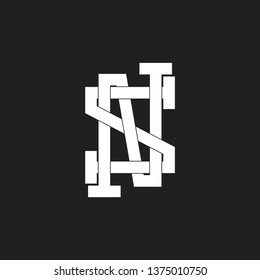 letter ns simple line art grunge design logo vector