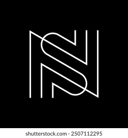Letter NS or SN line minimalist monogram logo design