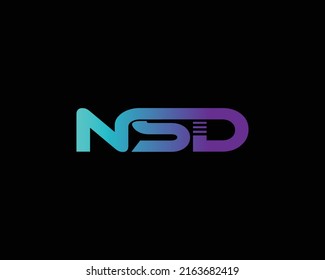 Letter NSD Creative Logo Design. Colorful Professional Logo Design Vector Illustration On Black Background.