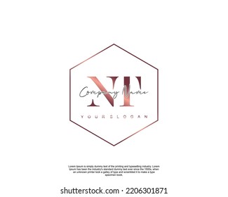 Letter NT Initial handwriting logo with signature and hand drawn style.