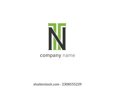 Plantilla de diseño de logotipo de vector NT o TN de carta