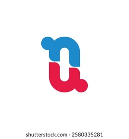 letter nu colorful fun curves simple logo vector 