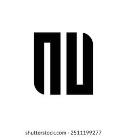Letter Nu creative flat shape modern typography logo