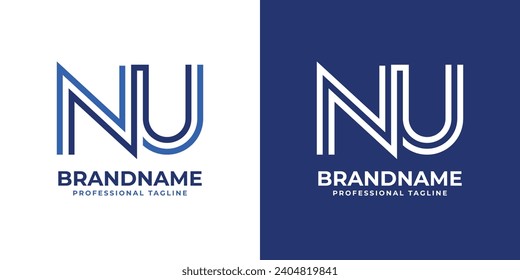 Letter NU Line Monogram Logo, suitable for business with NU or UN initials