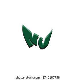 Plantilla de diseño del logotipo de la carta NU