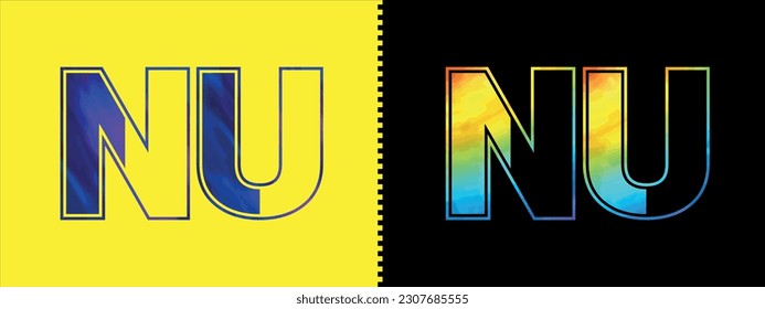 Letter NU logo design vector template. Creative modern luxurious logotype for corporate business identity