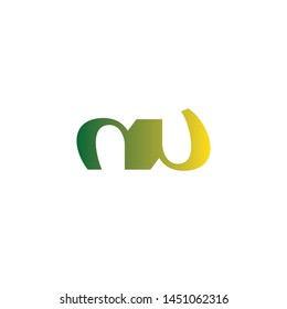 Letter NU logotype with colorful circle, with striped composition letter, sets of business card for company identity, creative industry, web. - Vector