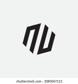 Letter NU monogram logo design.