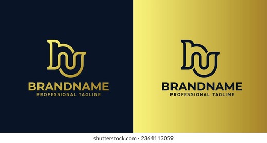 Letter NU Monogram Logo Set, suitable for business with NU or UN initials.