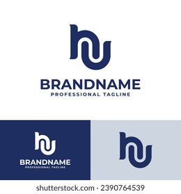 Letter NU Monogram Logo Set, suitable for business with NU or UN initials.