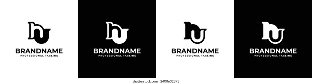 Letter NU Monogram Logo Set, suitable for business with NU or UN initials.