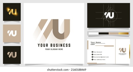 Letter NU or MU monogram logo with business card design