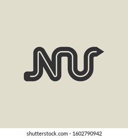 Letter NU pencil shape logo design. Link icon in flat style isolated on grey background. Graphic alphabet symbol for your corporate business identity, website, app, UI. Arts logo design inspiration.