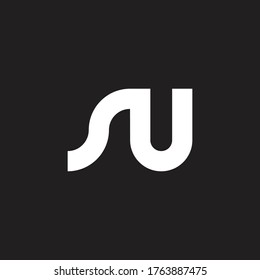 letter nu simple geometric line logo vector