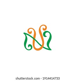 letter nu simple linked colorful curves line symbol vector