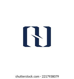 letter nu slice simple geometric logo vector 