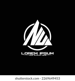 Letter NU triangle logo design vector