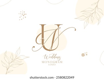 Letter NU UN elegant wedding monogram logo design