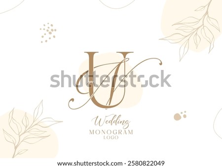 Letter NU UN elegant wedding monogram logo design