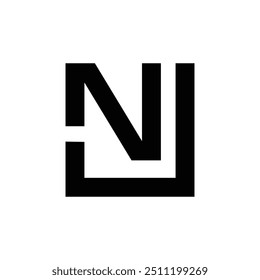 Letter Nu or Un modern rectangle shape line art logo design