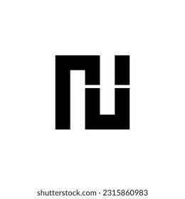 Letter NU UN N U square geometric symbol simple logo vector