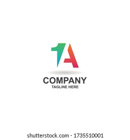 letter a and number 1 logo design vector template