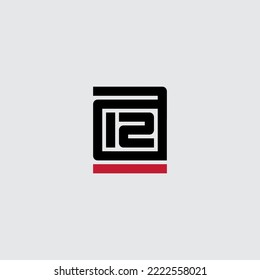 Letter A And Number 12 (twelve) - Logo. A12 - Logotype. 12A - Vector Design Element Or Icon With Red Line.