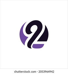 letter number 2  circle logo vector