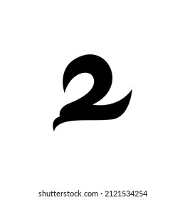 letter number 2 eagle logo design. Letter 2 number initials. Eagle head silhouette negative space