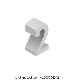 Letter number 2 isometric 3d vector illustration isolated
