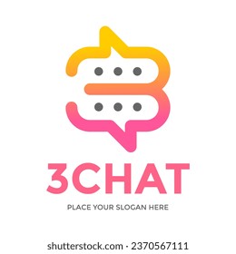Plantilla de logotipo del vector de chat de carta o número 3. Este diseño utiliza un símbolo de comunicación. Adecuado para negocios