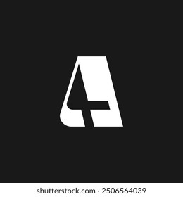 letter A or number 4 or A4 logo icon illustration