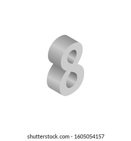 Letter number 8 isometric 3d vector illustration isolated